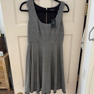 Kate Spade Black and White Pleated Midi Dress